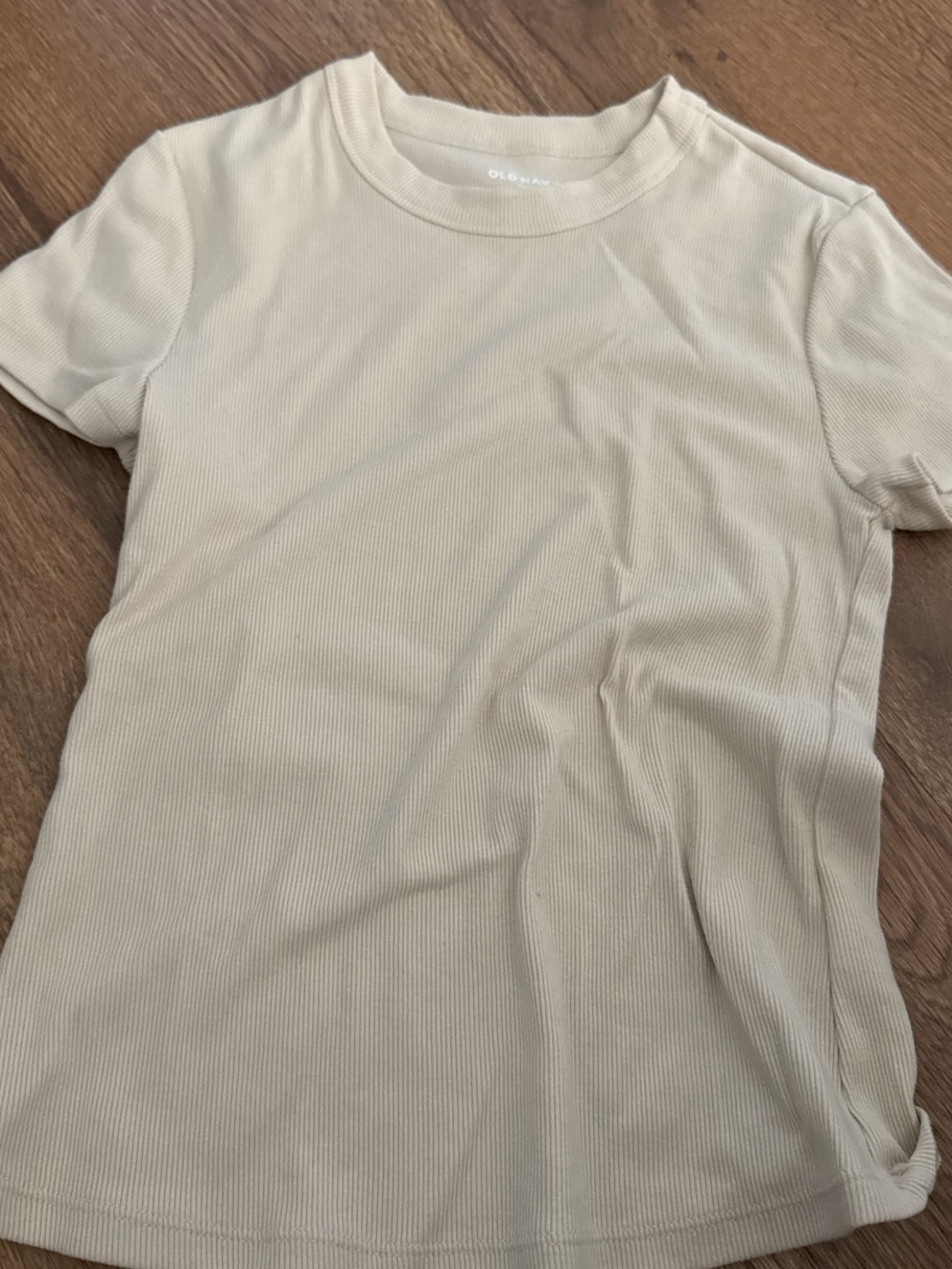 Old Navy Ribbed Crew Tee in Beige